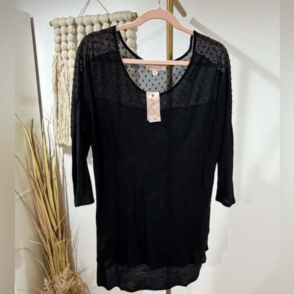 Philosophy Black Polka Dot Sheer Top